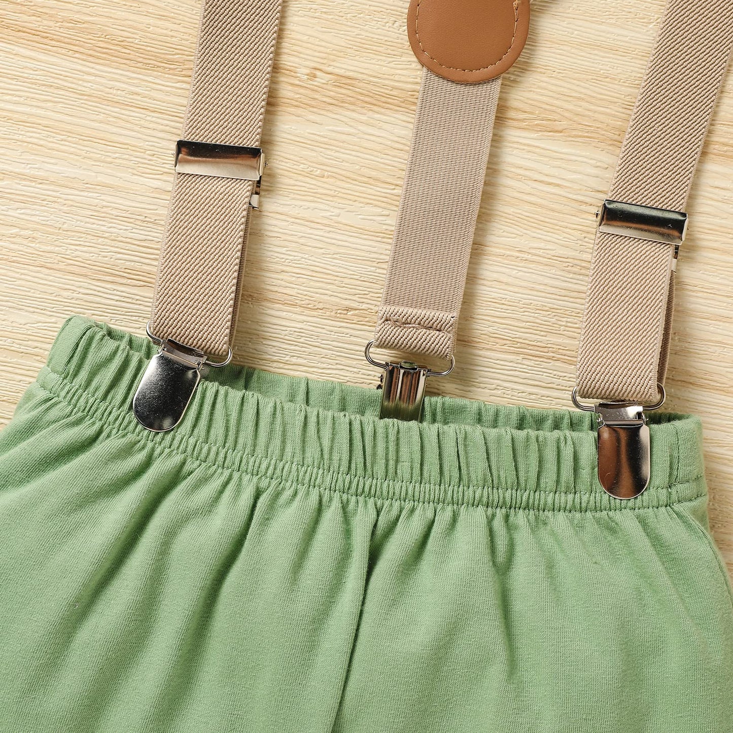 GRNSHTS Baby Boys 1st Birthday Cake Smash Outfit Wild One Bowtie Romper+Bloomers+Suspenders Photo Shoot Clothes Set (Light Green,12-18 Months)