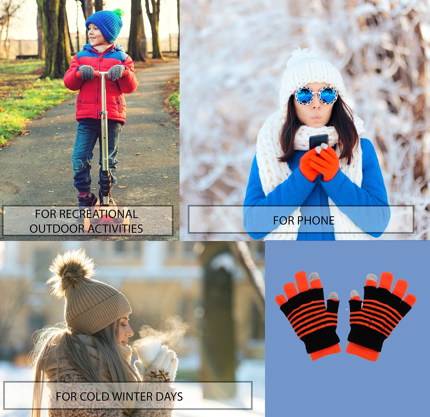 Motique Accessories Knit Fingerless and Regular Touchscreen Ladies Gloves Neon Stripes - 2 in 1 - Green
