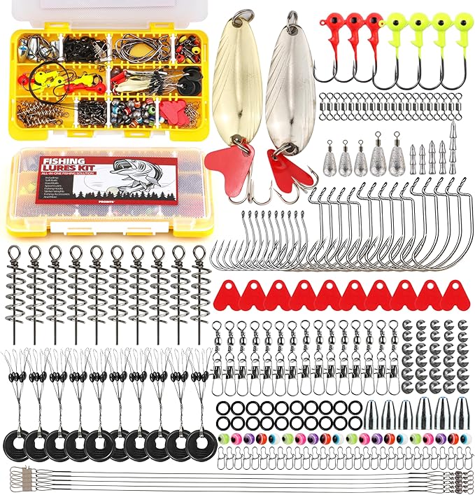 PROBITE Fishing Tackle Box Set – Lure Kit for Freshwater & Saltwater, Crankbaits, Spinnerbaits, Soft Plastics, Jigs, Weigh...