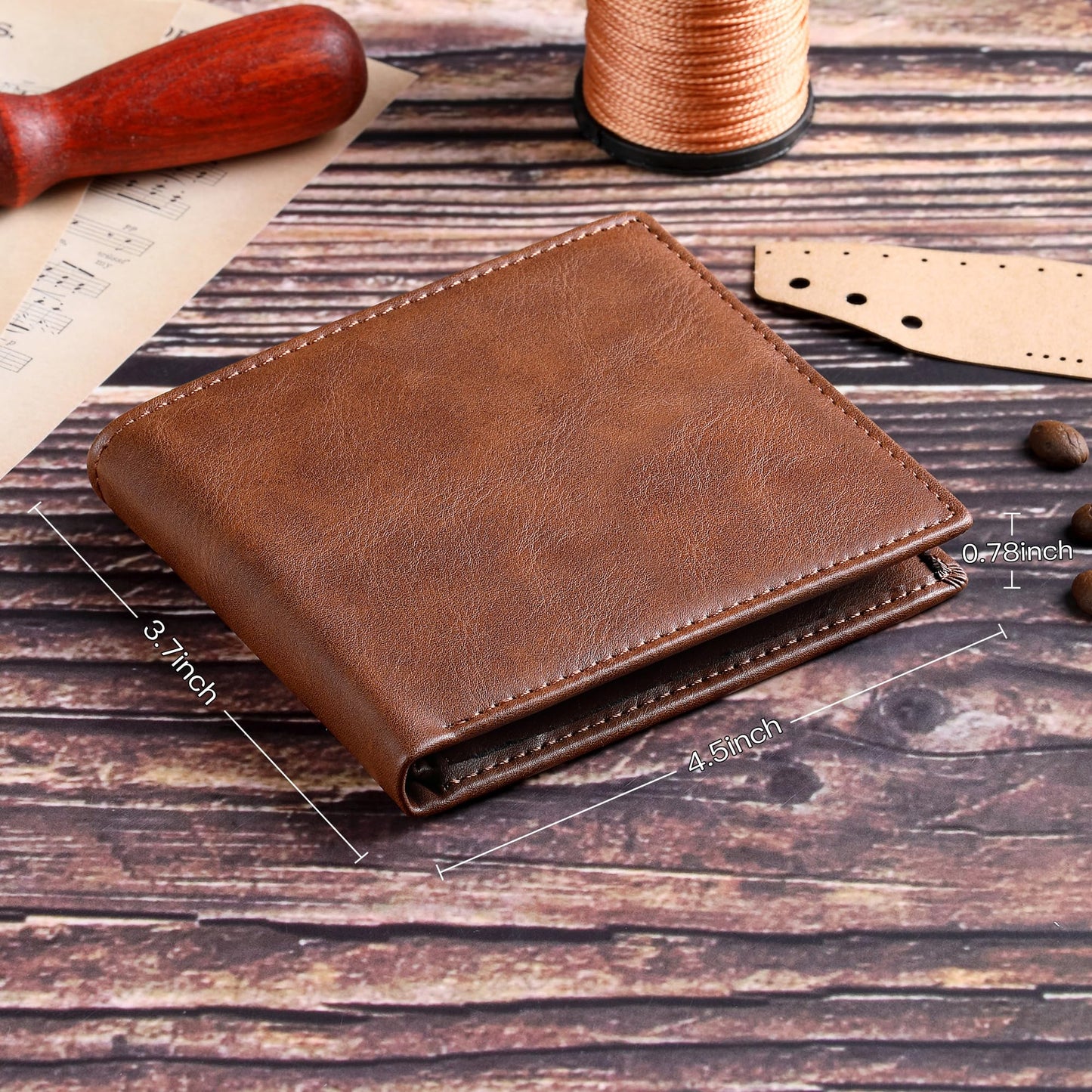IUZOE 9rd Anniversary Leather Gift for Him, 9 Years of Marriage Engraved Leather Wallet, 9 Years Wedding Gifts for Husband