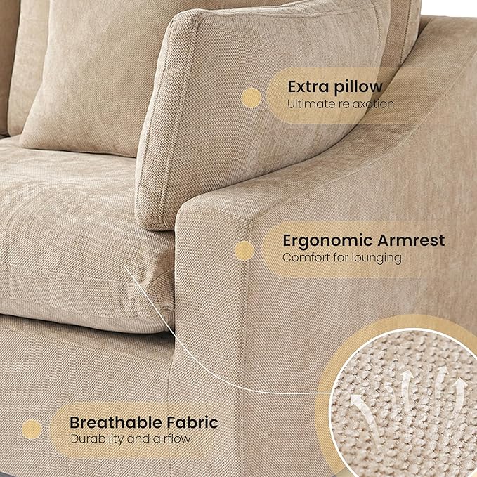 Could Couch Modular Sectional Sofa with Ottoman,Down Filled 120inch V Shaped Couch,Convertible Sofa Bed Living Room Set,6 Seat Sleeper Couched Bed, Cover Washable and Replaceable