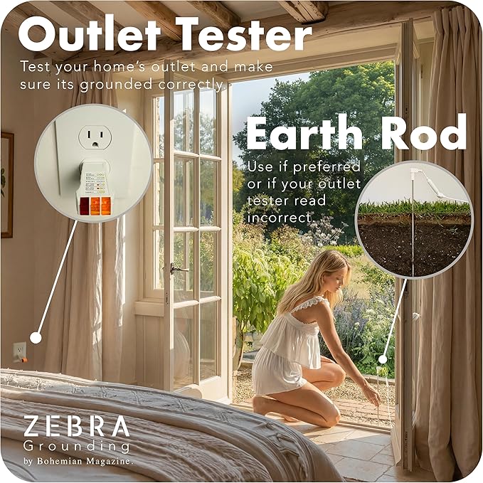ZEBRA Grounding Sheets King Size - 2X Stronger -GOTS Organic Cotton -Tester & Safety Resistor -16.5 Deep Pocket, King Size Grounding Sheet, King Grounding Sheets, Grounded Sheets, Grounding Bed Sheets