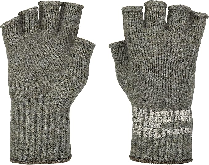 M MCGUIRE GEAR GI Wool Fingerless Glove Liners, Half Finger Glove Inserts, for Running, Hiking and Climbing - Made in USA