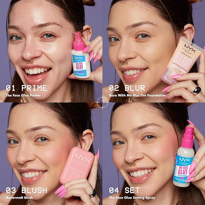 NYX PROFESSIONAL MAKEUP The Face Glue Setting Spray, Transfer-Resistant Waterproof Setting Spray, Up to 24HR Make Up Wear