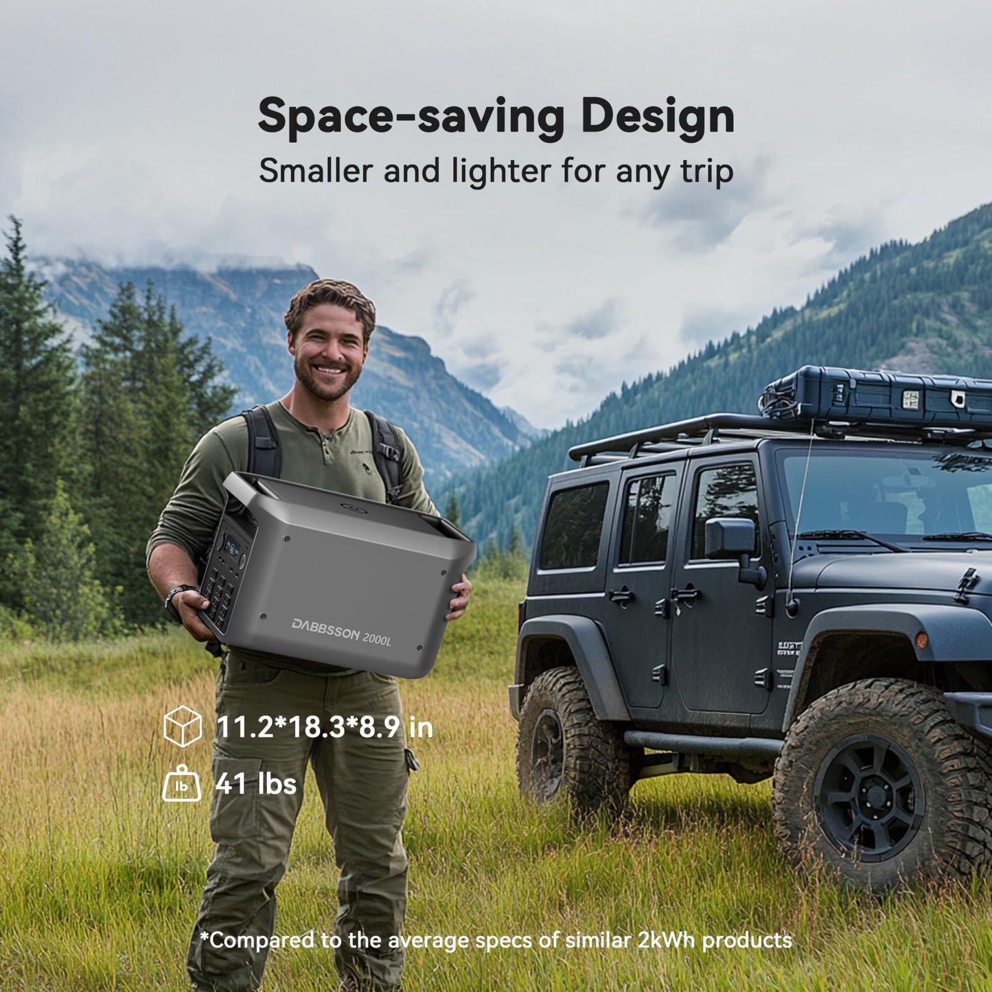 Dabbsson 2000L Solar Generator With 210W Solar Panel, 2048Wh Semi-Solid Lifepo4 Battery W/6 2200W Ac Output, Compact&Lightweight