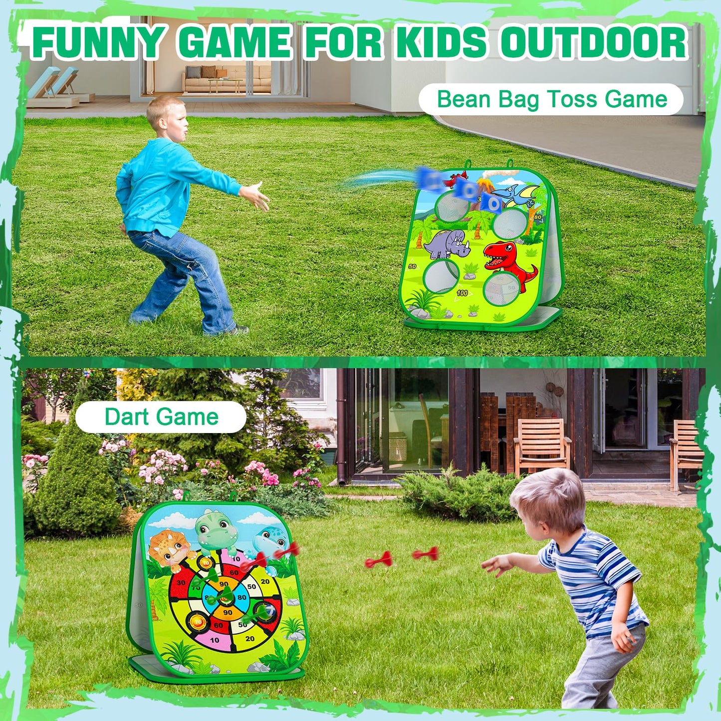 RIEYON 4-in-1 Bean Bag Toss Game for Kids, Toddler Toys for Kids Party Games and Outdoor Toss Games, Birthday for Kids Aged 3 4 5 6 7 8 Year Old