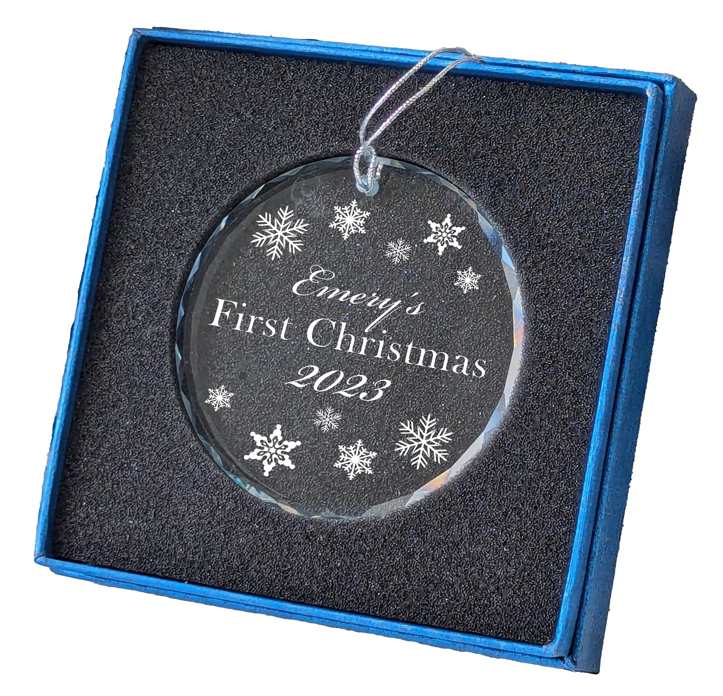 Personalized Crystal First Christmas Ornament with Gift Box
