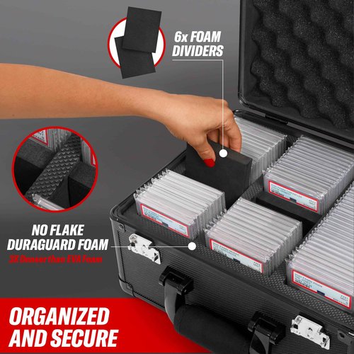 Hobby Defense Graded Card Case, 3 Row, TSA Combination Lock, Duraguard Foam, PSA Slab Case for Graded Cards, Made for Card Shows - Black
