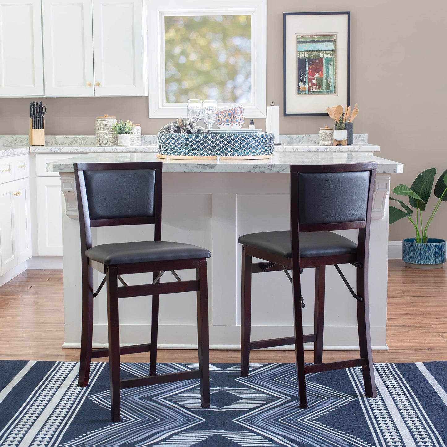 Linon Home Decor Keira Pad Back Folding Counter Stool, 24-Inch