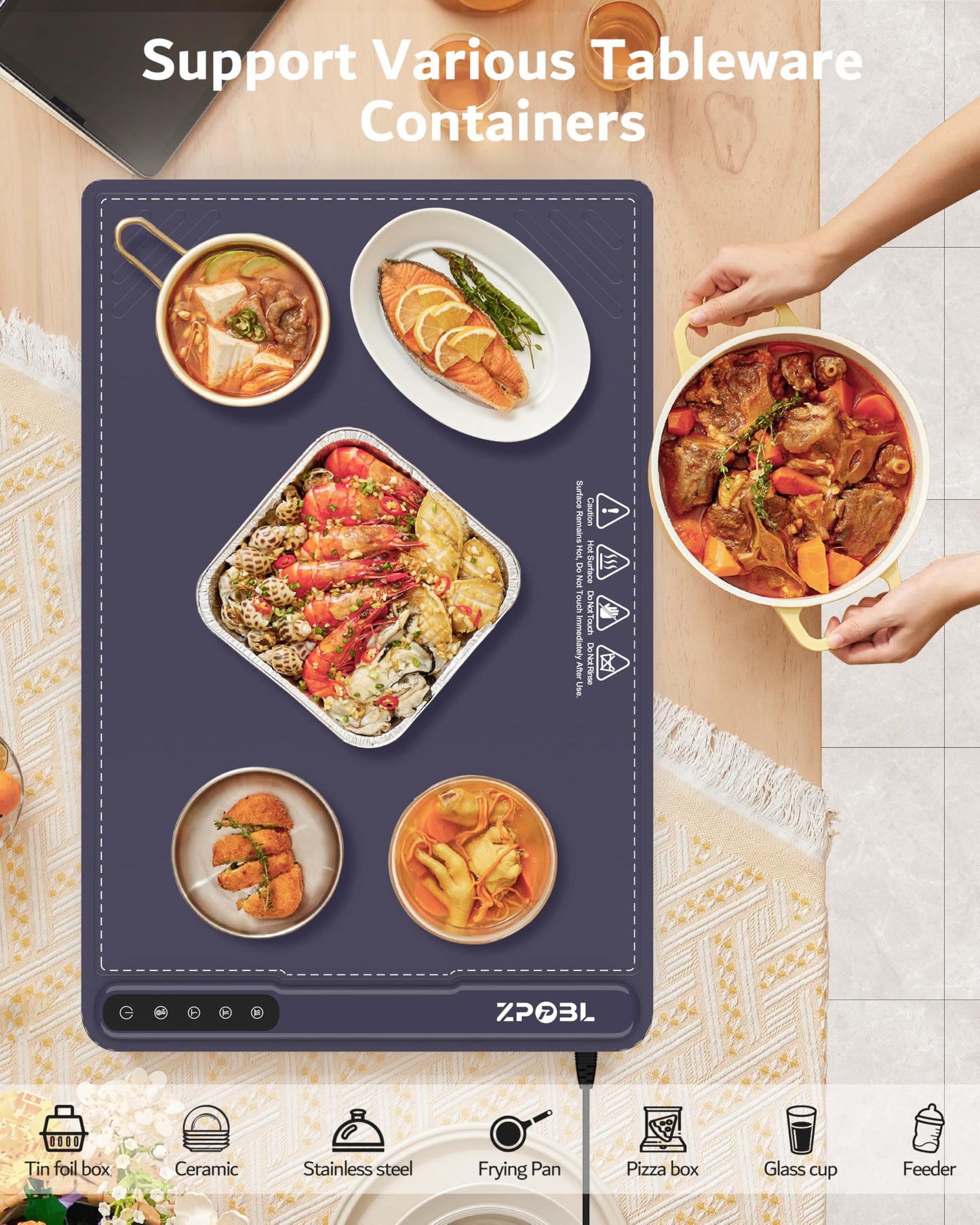 Warming Mat for Food -Electric Food Warming Tray (24"x16"), Rapid Full-Surface Heating, Portable & Rollable Versatile Food Warmer for Countertop, Perfect for Gatherings, Parties &Everyday Use