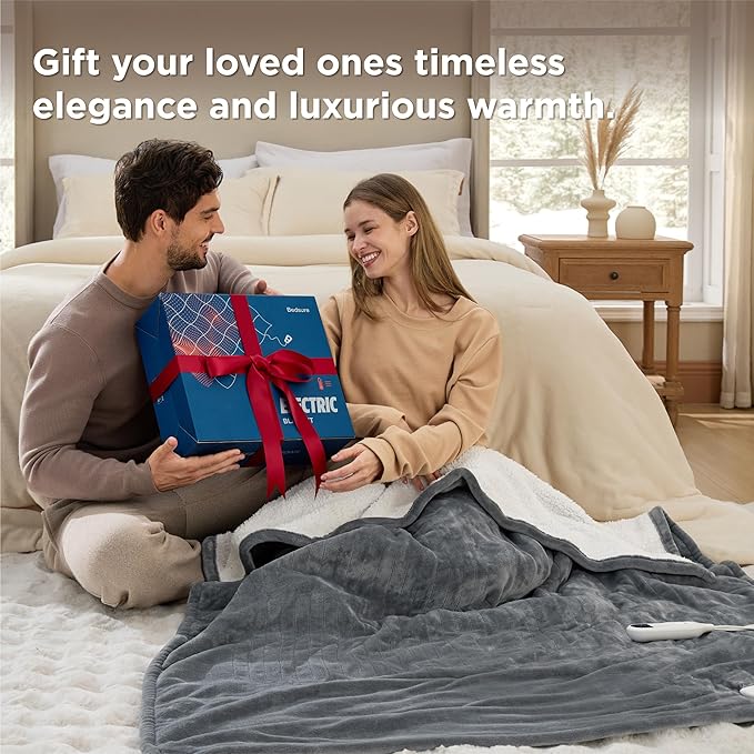 Bedsure Heated Blanket Throw Blanket - Fast Heating Electric Blanket, Soft Flannel Heated Throw with 4 Time Settings, 6 Heating Settings, Warm Gifts for Grandma Grandpa (50x60 inches, Taupe)