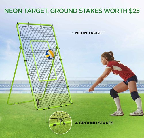 Volleyball Rebounder Net 7x4 ft Volleyball Rebounder Bounce Back Training Equipment for Volley Ball Practice Volleying Bumping Spiking Lacrosse Training with Five Adjustable Rebound Angles