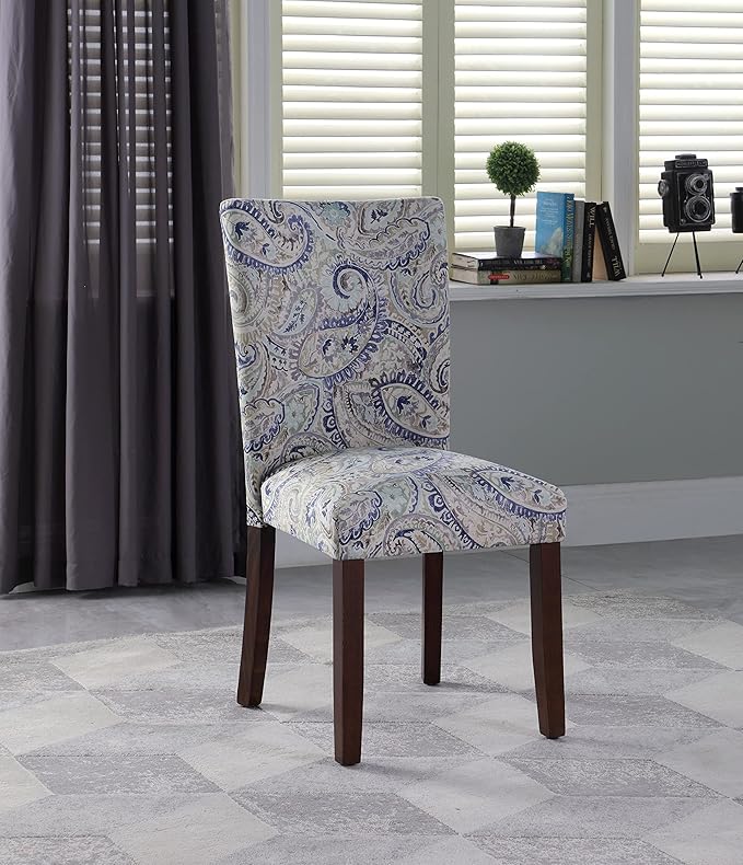HomePop Classic Parsons Dining Chair - Blue Velvet Paisley Print (Set of 2)