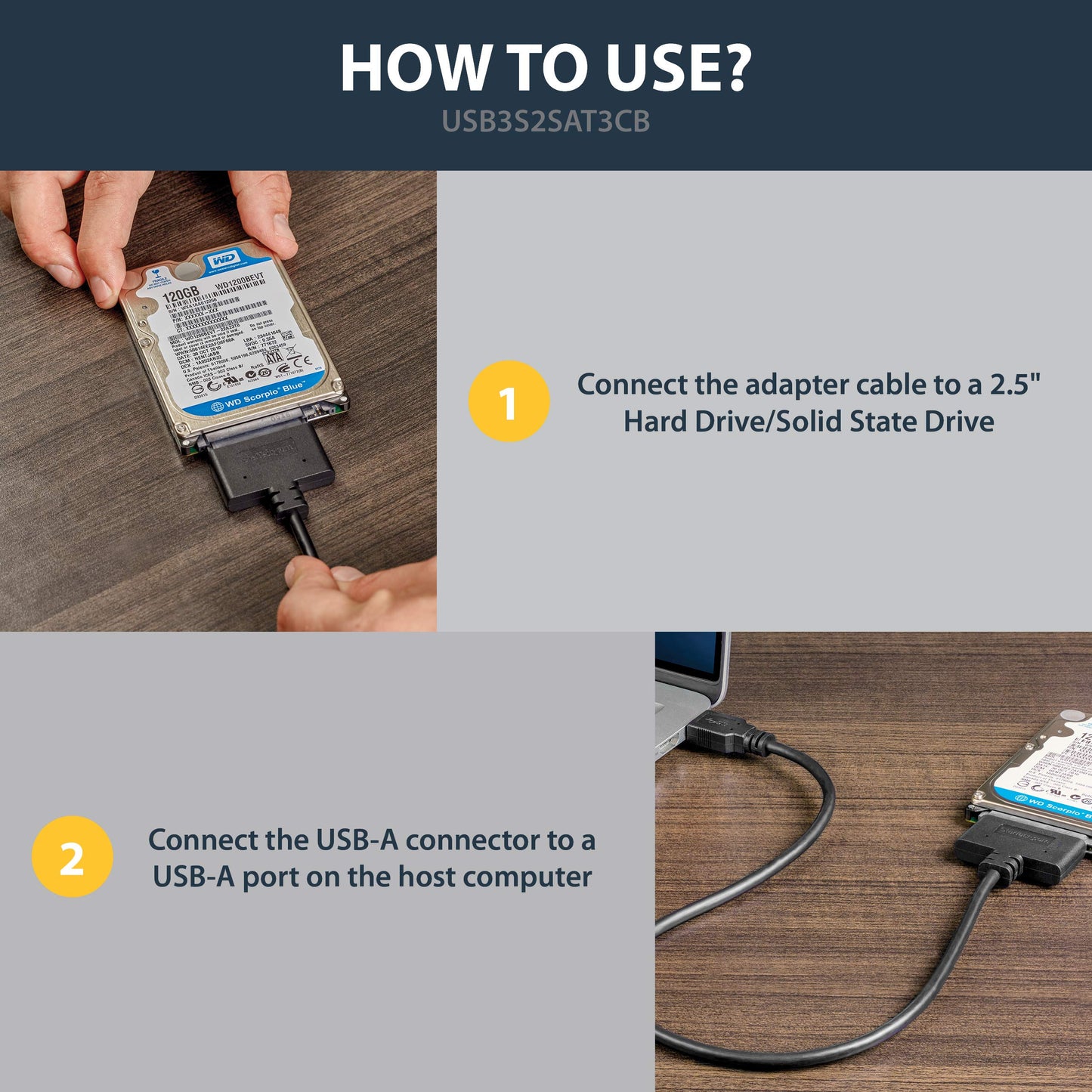 Startech.Com Sata To Usb Cable - Usb 3.0 To 2.5    Sata Iii Hard Drive Adapter - External Converter For Ssd/Hdd Data Transfer (U