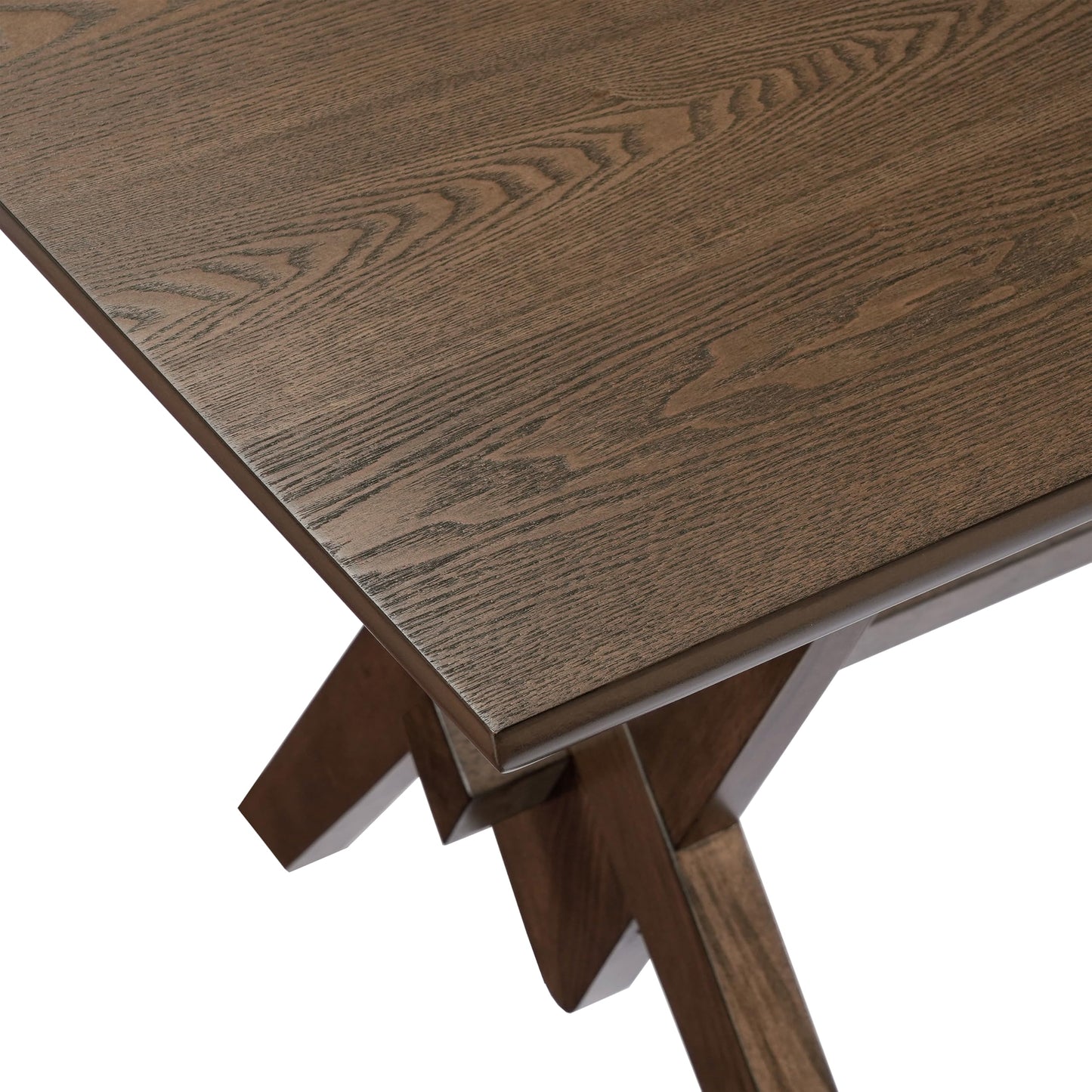 Merax Farmhouse Dining Table for 6, 63 Inch Rectangular Wooden Kitchen Table with Double V Base, Rustic Dining Table with Engineered Wood Top and Solid Wood Legs, Walnut