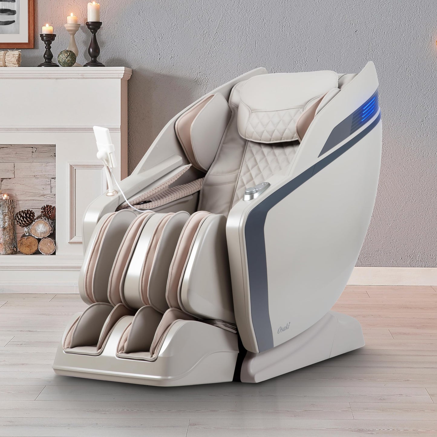 Osaki Monarch Full Body Massage Chair | Zero Gravity 3D SL-Track | Space Saving Technology Recliner| 9 Unique Auto Programs | Bluetooth Connection (LE Taupe)