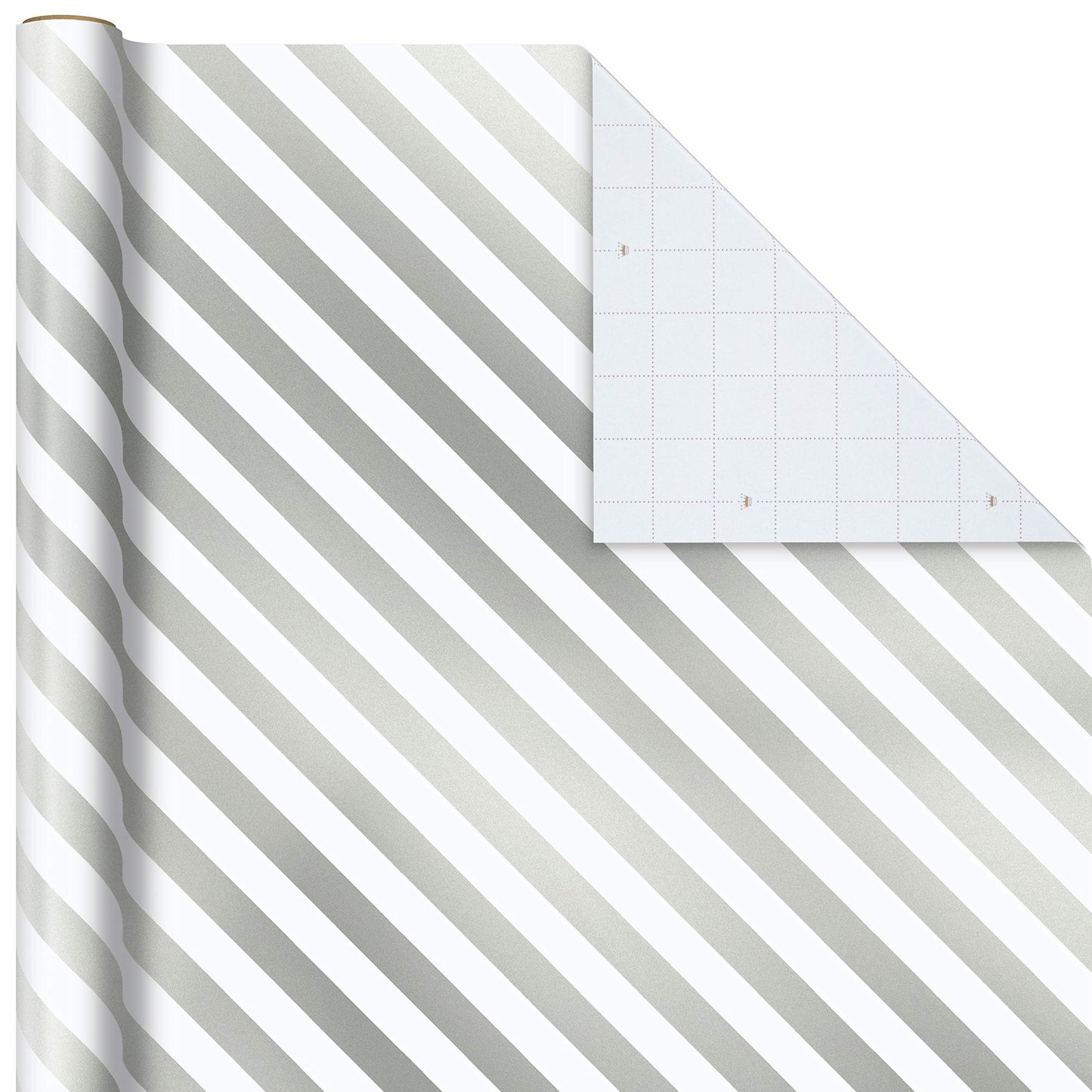 Hallmark Wrapping Paper Rolls for Weddings, Bridal Showers, Birthdays - Silver and White Gift Wrap Paper (Set of 3 Rolls: 105 sq. ft. ttl.) Polka Dots, Stripes, Geometric Shapes