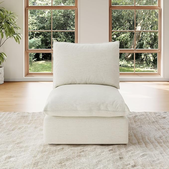 Forest aesthetics Cloud Modular Sectional, Middle Waterproof High Backrest Sectional Sofas,Down Filled Modular Couch with Removable Washable Cover for Living Room,Cream White