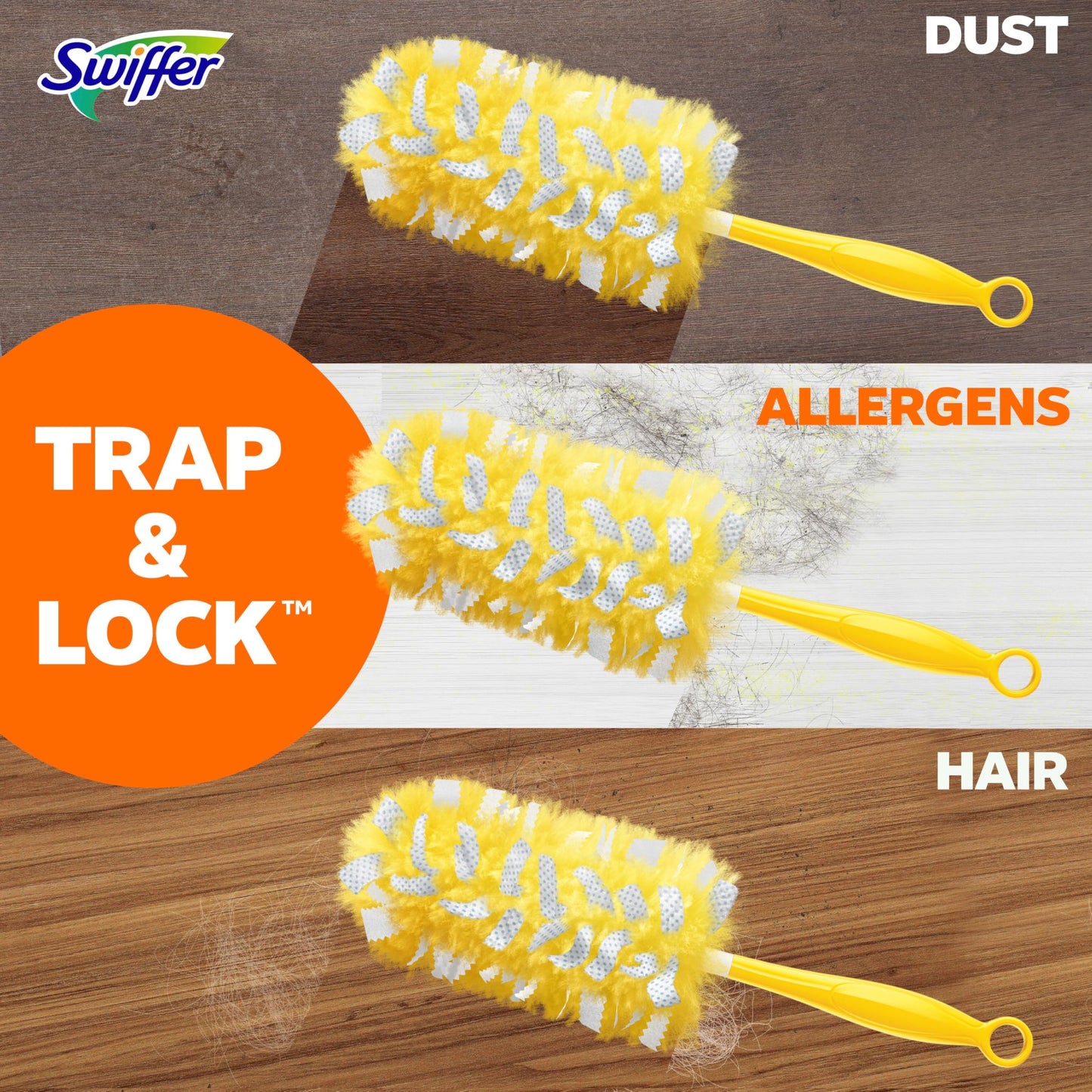 Swiffer Dusters Heavy Duty, Feather Head Multi-Surface Duster Refills for Cleaning, Unstopables, Yellow, 24 Count (4 Packs of 6)