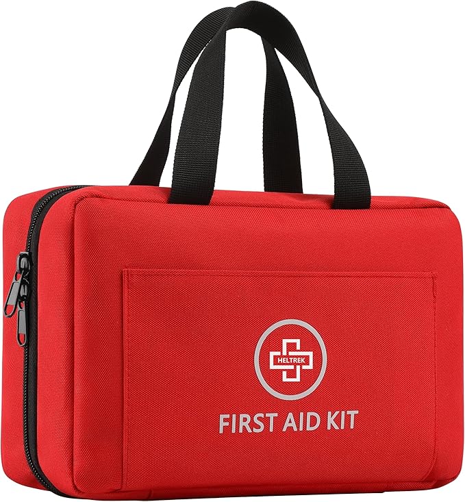 Heltrek First Aid Kit with Labeled Pockets, 450 Piece Well-Organized Large Trauma Medical Kit for Home, Travel, Sports, Bu...