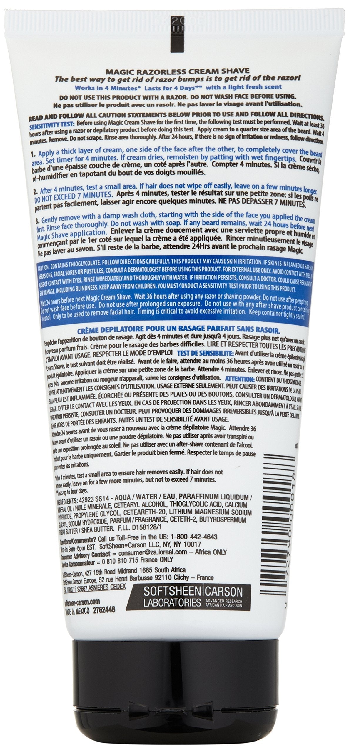 SoftSheen Carson Magic Regular Razorless Cream Shave 6 Oz (Pack of 6)
