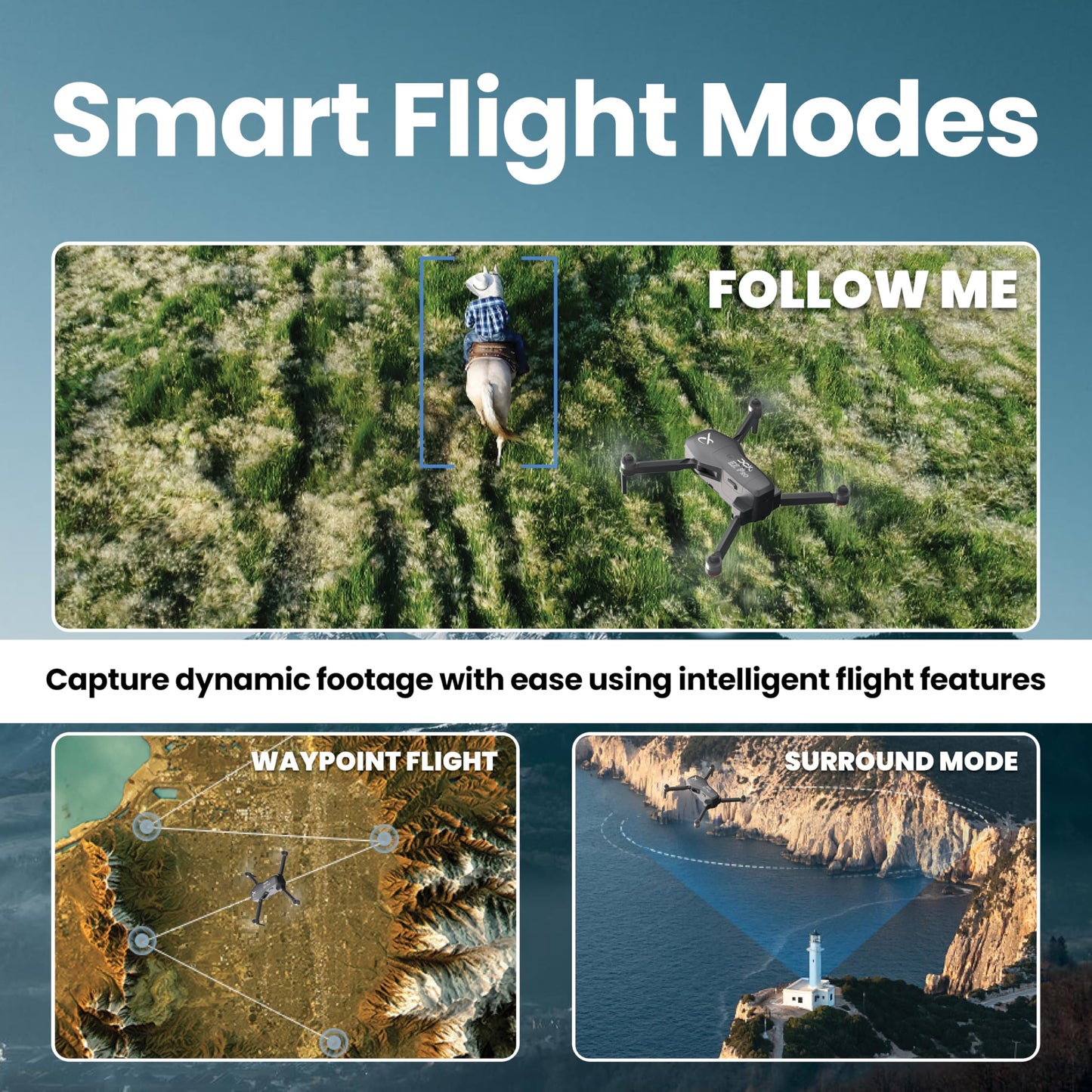 EZ Pro Drones with Camera for Adults 4K, Obstacle Avoidance, GPS Auto Return, 3-axis Gimbal, Follow Me Mode, Long Flight Time, FAA Remote ID