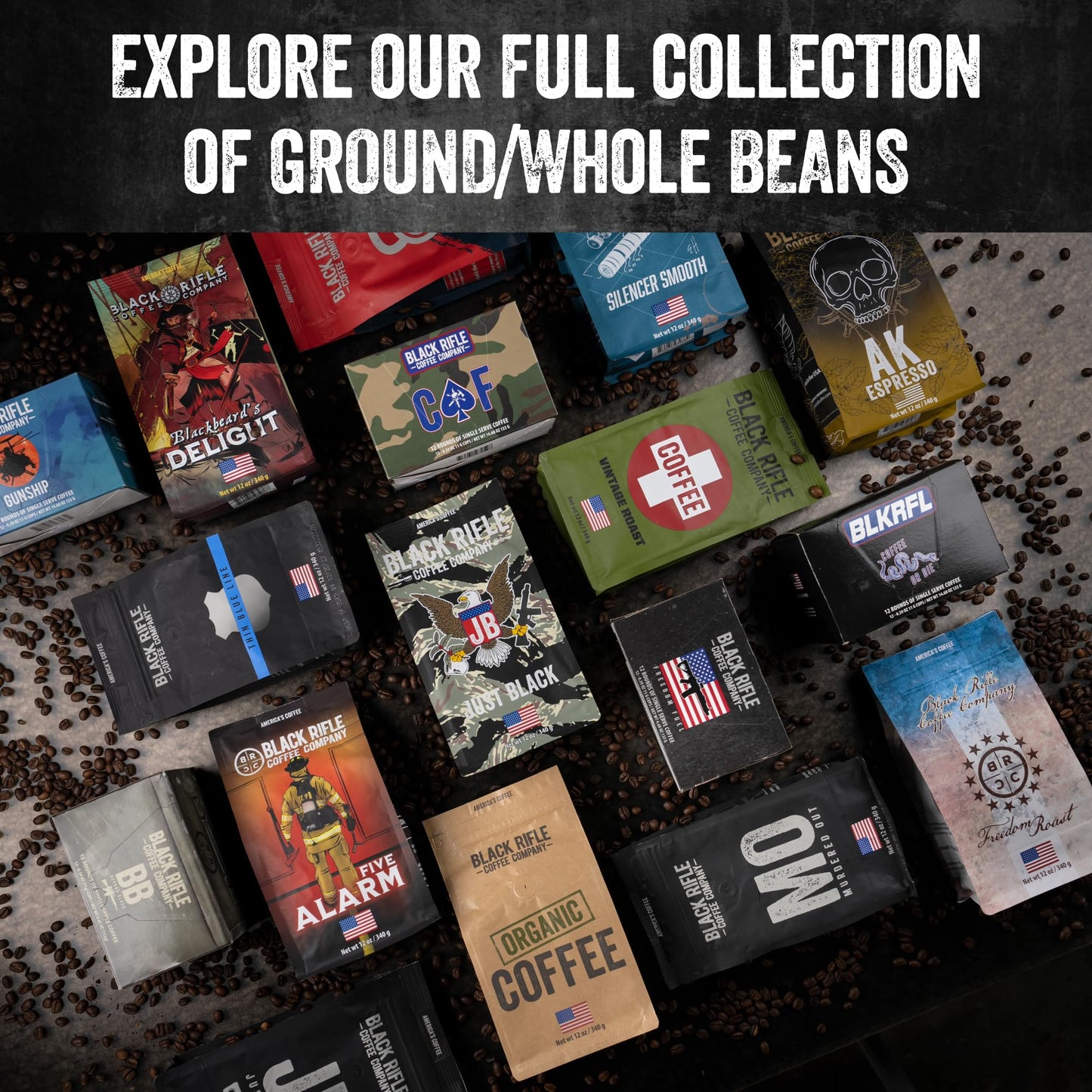 Black Rifle Coffee Company Beyond Black, 12oz Bag, Whole Bean Dark Roast - Roasted Blend Made from Arabica Beans - Colombian & Brazilian Beans - Veteran Founded & American Made
