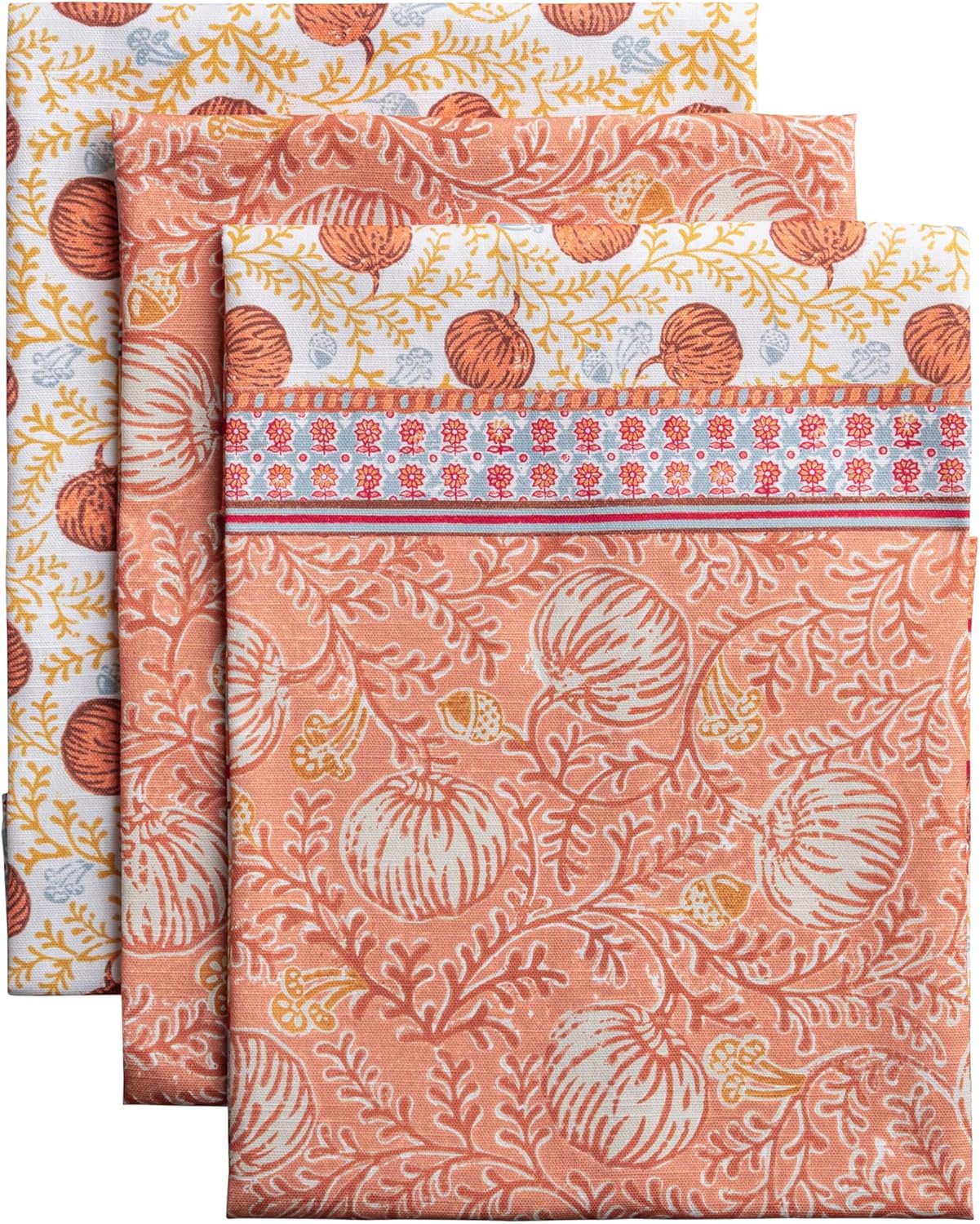 Maison d' Hermine Kitchen Towels Set of 3 100% Cotton 20" x 27.5" Reusable Cloth Tea Dish Towels Absorbent with Hanging Loop for Kitchen Dining Thanksgiving Christmas Decorations (Harvest Festival)