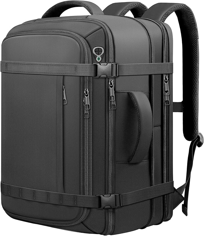 HULVION Travel Backpack,40-50L Expandable Carry On Backpack with USB Cable Port Fits 17.3 Inch Laptop Bag,Water Resistant ...