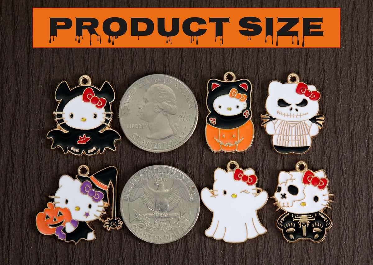 Anjulery Halloween Cat Charms for Jewelry Making and Crafting - 24Pcs Enamel Kitty Charms for Bracelets Earrings Necklaces Keychains DIY Crafts (24Pcs Halloween-Cat-B)