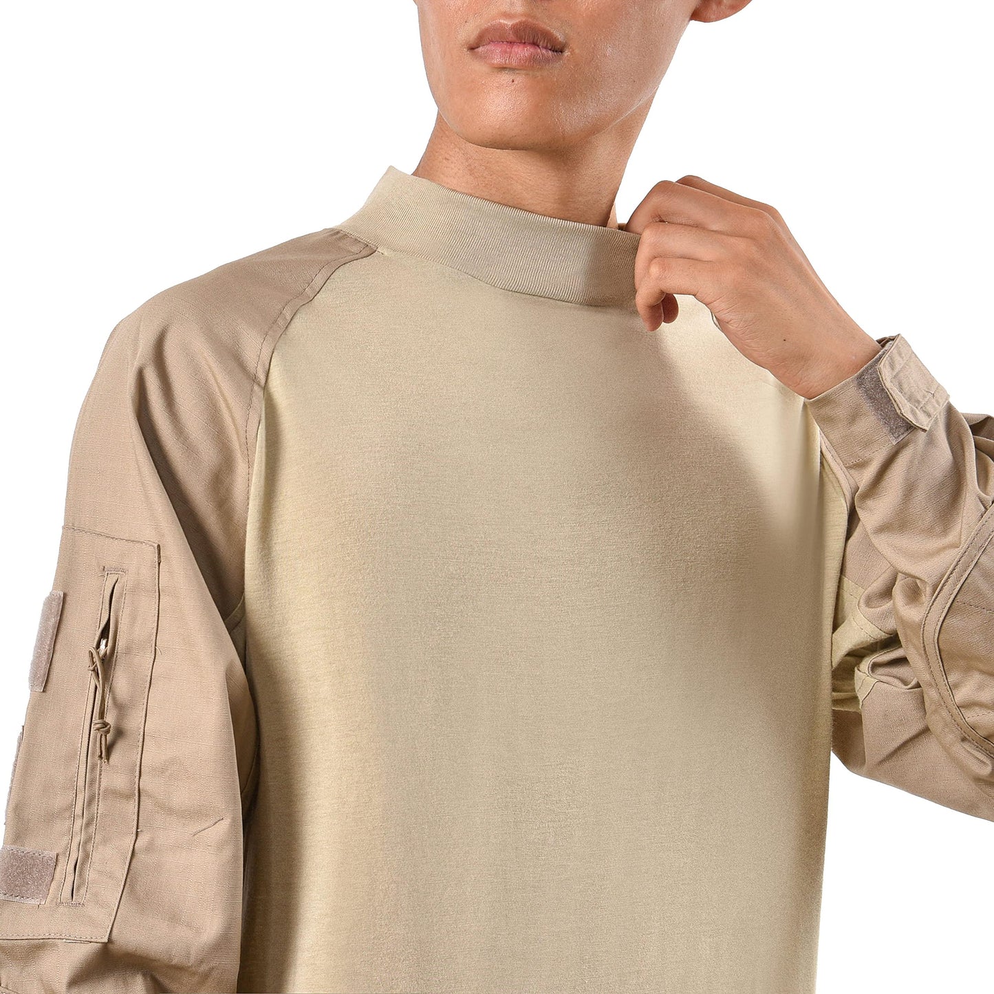 Mens Army Military Battle Combat Camo Tactical Uniform Hunting Game Shirts Tops (Desert Sand, Size S)