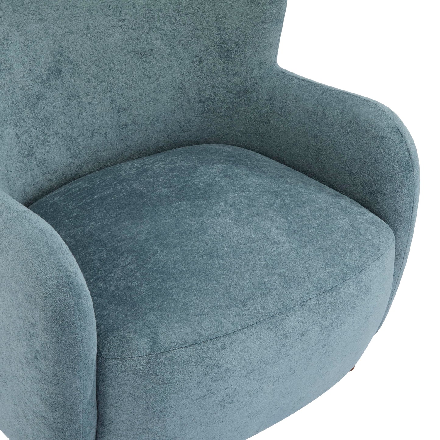 Christopher Knight Home Auden Wooden Low Profile Accent Chair, Velvet Upholstered Wingback Living Room Lounge Chair, Bedroom Comfy Reading Chair, Curved Backrest Single Sofa with Armrest, Dusty Blue