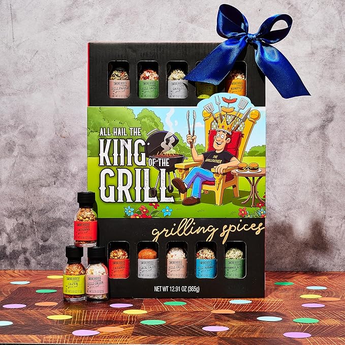 Smokehouse by Thoughtfully, Gourmet Ultimate Grilling Spice Set with Father’s Day Wrap, Includes 20 BBQ Seasonings & Rubs Like Chili Garlic, Italian, and Cajun, Gift for Dad