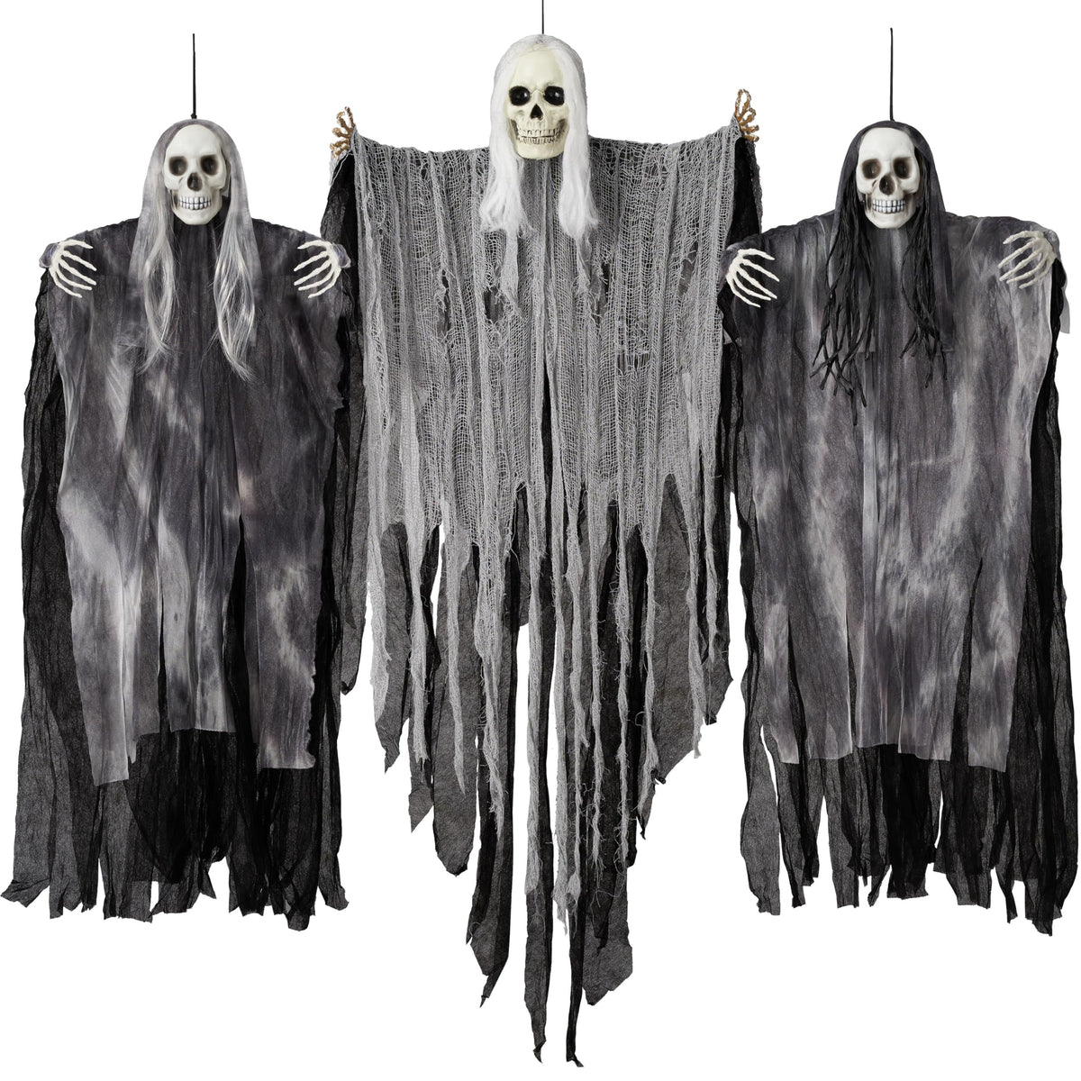JOYIN 3 Pack Hanging Halloween Skeleton Ghosts Decorations Outdoor, Grim Reapers for Best Halloween Outdoor Decorations, Haunted Haunted House Prop, Party Supplies