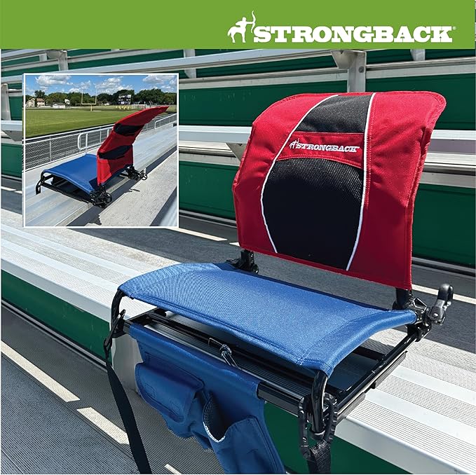 STRONGBACK Lumbar Support Stadium Seat for Bleachers – Ergonomic Chair with Back Support for Adults & All-Day Comfort