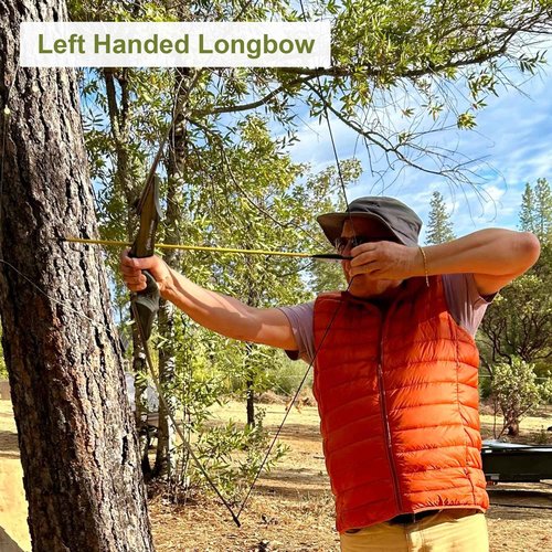Black Hunter Takedown Longbow, GLURAK 60" Wooden Archery Bow Hunting Bow - Left Hand Bow for Beginner Training Practice, 55lb