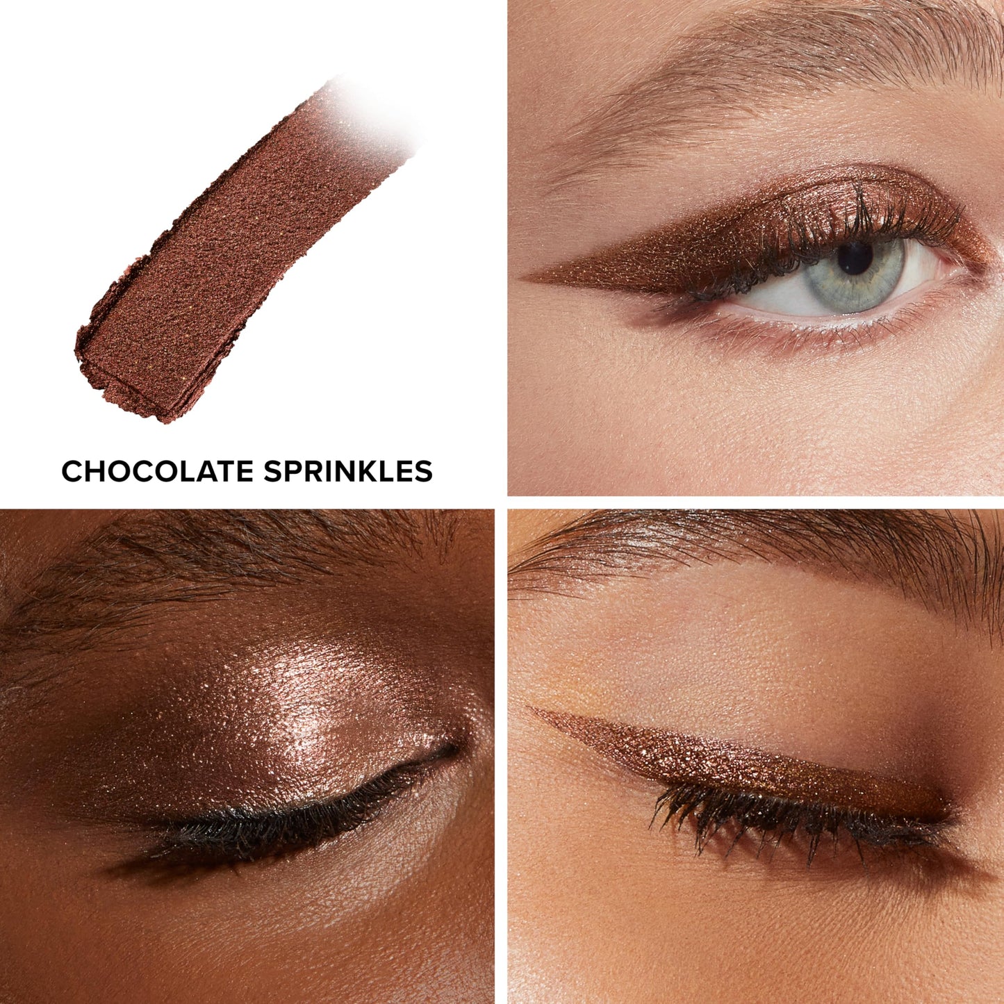 Too Faced Quickie Queen Eye Shadow Sticks | Creamy, Long Wearing + Non-Creasing, High-Impact Sparkle, Chocolate Sprinkles