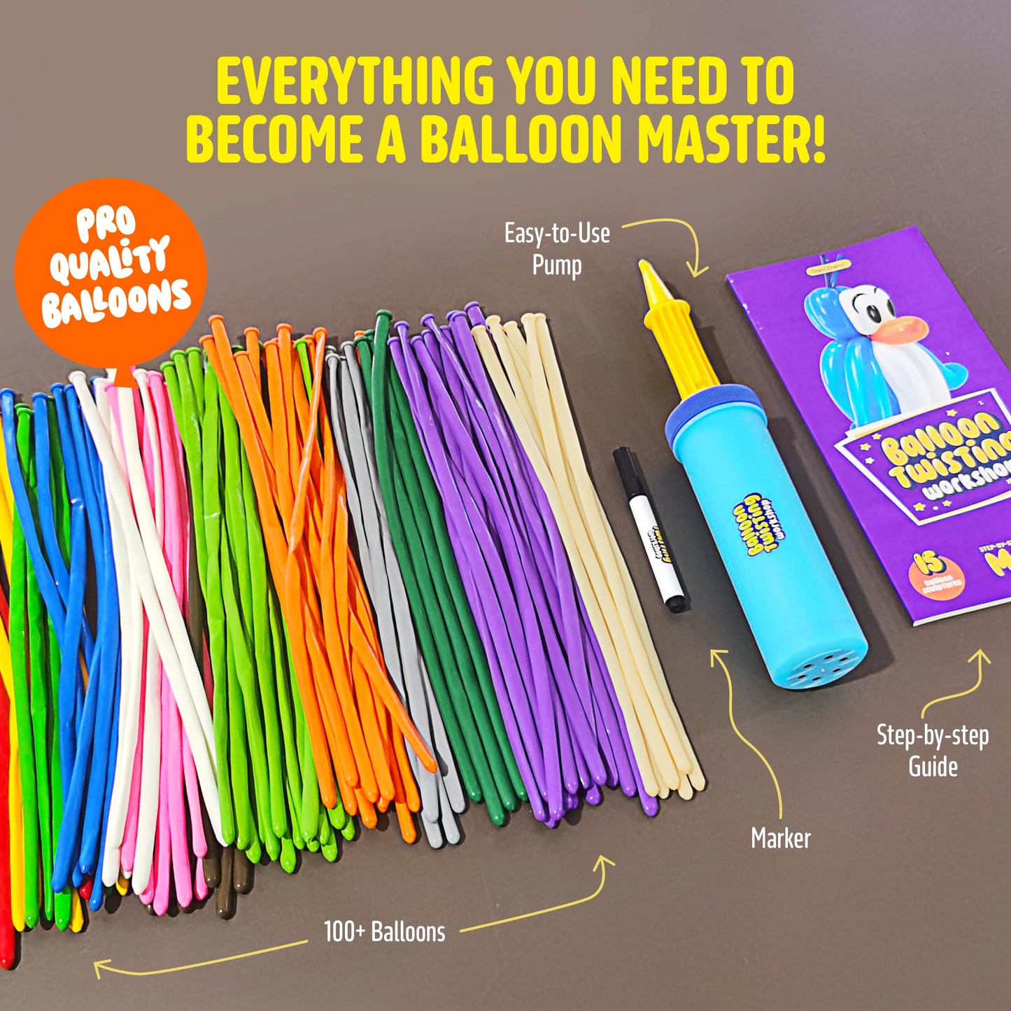 Balloon Animal Twisting Kit with Pump for Kids - Boy & Girl Gift - Birthday Gifts for Girls and Boys - Arts and Crafts for Kid Ages 8-12 - 6 7 8 9 10 11 12 Year Old - Animals Balloons