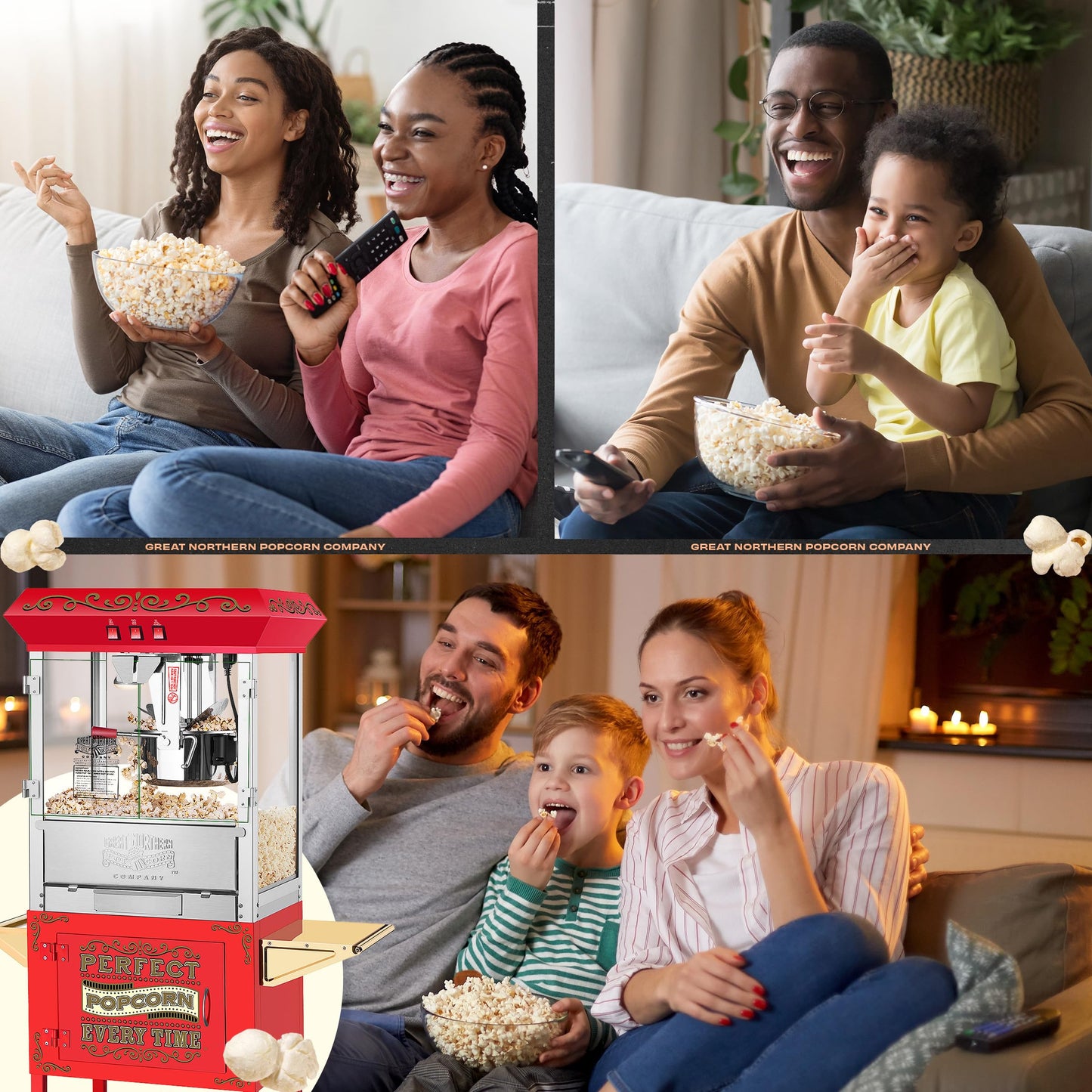 Great Northern Popcorn Company 5995 10 oz. Perfect Popper Popcorn Machine with Cart - Red (5995 GNP Red 10oz. Full)