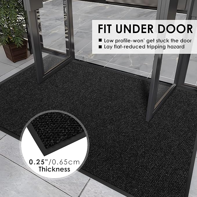 4′ x 4′ Front Door Mat Indoor Outdoor Entrance, Commercial Floor Mat Heavy Duty Dirt Trapper Entryway Doormat, Custom Size Non Slip Rubber Backing Welcome mat, Door Mat for High Traffic Area