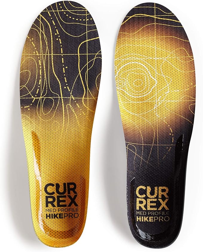 CURREX HikePro Insoles for Hiking Boots & Shoes – Shock Absorbing Inserts to Help Reduce Fatigue and Increase Performance – Anti-slip Heel Surface for Stability – For Men & Women – Medium Arch, Medium