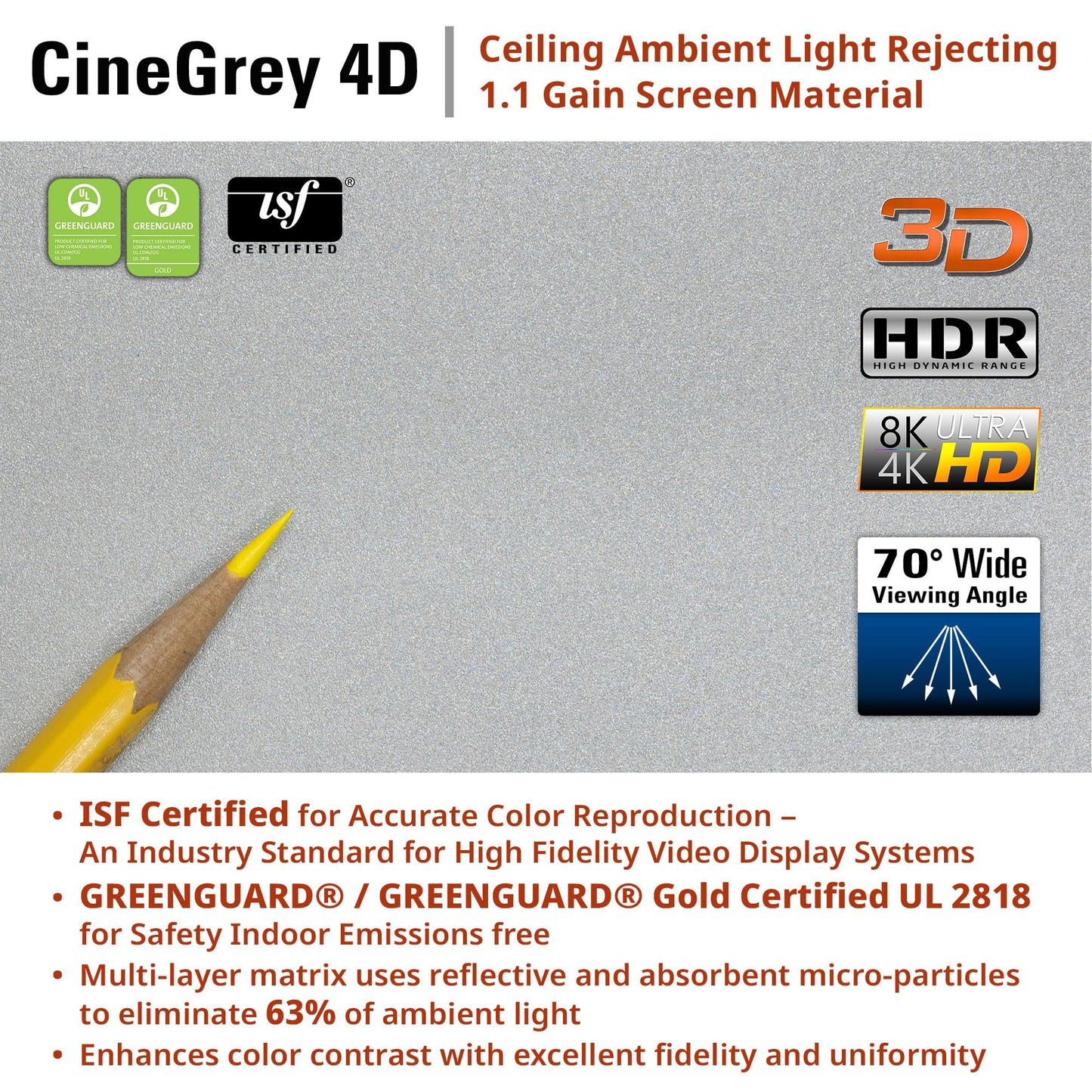 Elite Screens Kestrel Tab-Tension Pro CineGrey 4D, 135" Diag., 16:9 Aspect Ratio, ISF Certified 4K/8K Ultra HD Electric Floor-Rising Motorized Tab-Tensioned Front Projector Screen, FTE135H3-C4D