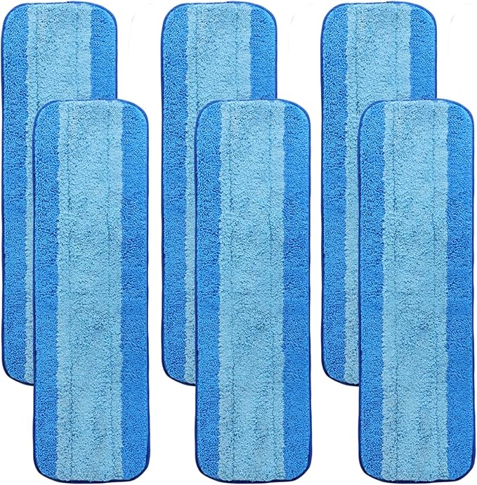 6 Pack Microfiber Cleaning Pads for Bona Mop, Reusable Microfiber Mop Pads for 18 Inch Mop, Hardwood & Hard Surface Floors Replacement Cleaning Mop Pads, Machine Washes