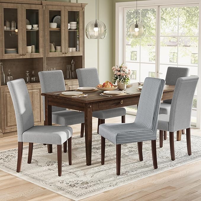 VASAGLE Dining Chairs Set of 6, Parsons Chairs with Removable Fabric Cover, High Back, for Dining Room Kitchen, Thick Seat, 22.8 x 18.9 x 39.4 Inches, Dove Gray UKDC152G16