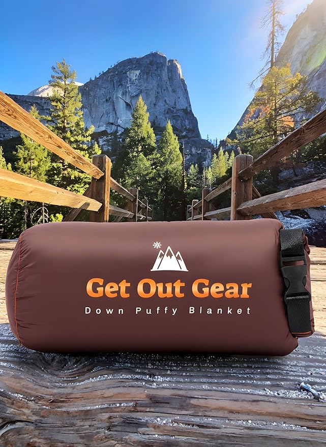 Get Out Gear Down Camping Blanket - Puffy, Packable, Lightweight and Warm | Ideal for Outdoors, Travel, Stadium, Festivals, Beach, Hammock | 650 Fill Power Water-Resistant Backpacking Quilt