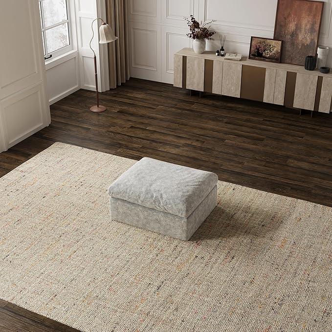 Quenvo Cloud Sectional Couches for Living Room, Only Ottoman, Light Gray