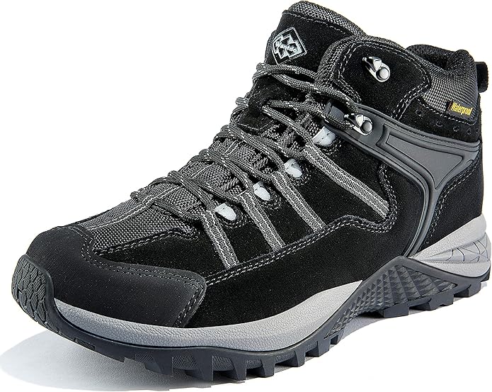 wantdo Men's Winter Waterproof Ankle-High Hiking Boots Lightweight Non-Slip Outdoor Shoes