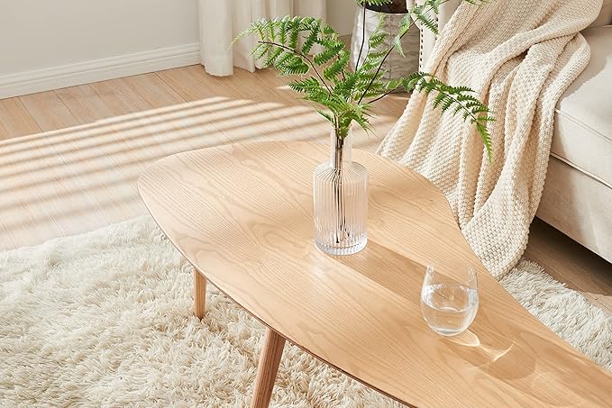 woJKod Solid Wood Table Desk, Coffee Table End Table Round for Kitchen Dining Room, Living Room, Bedroom and Restaurant, 4 Legs Removable-Natural