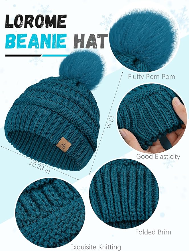 Winter Hat Scarf Gloves and Ear Warmer, Warm Knit Beanie Hat Touch Screen Gloves Set Winter Gifts Neck Scarves for Women
