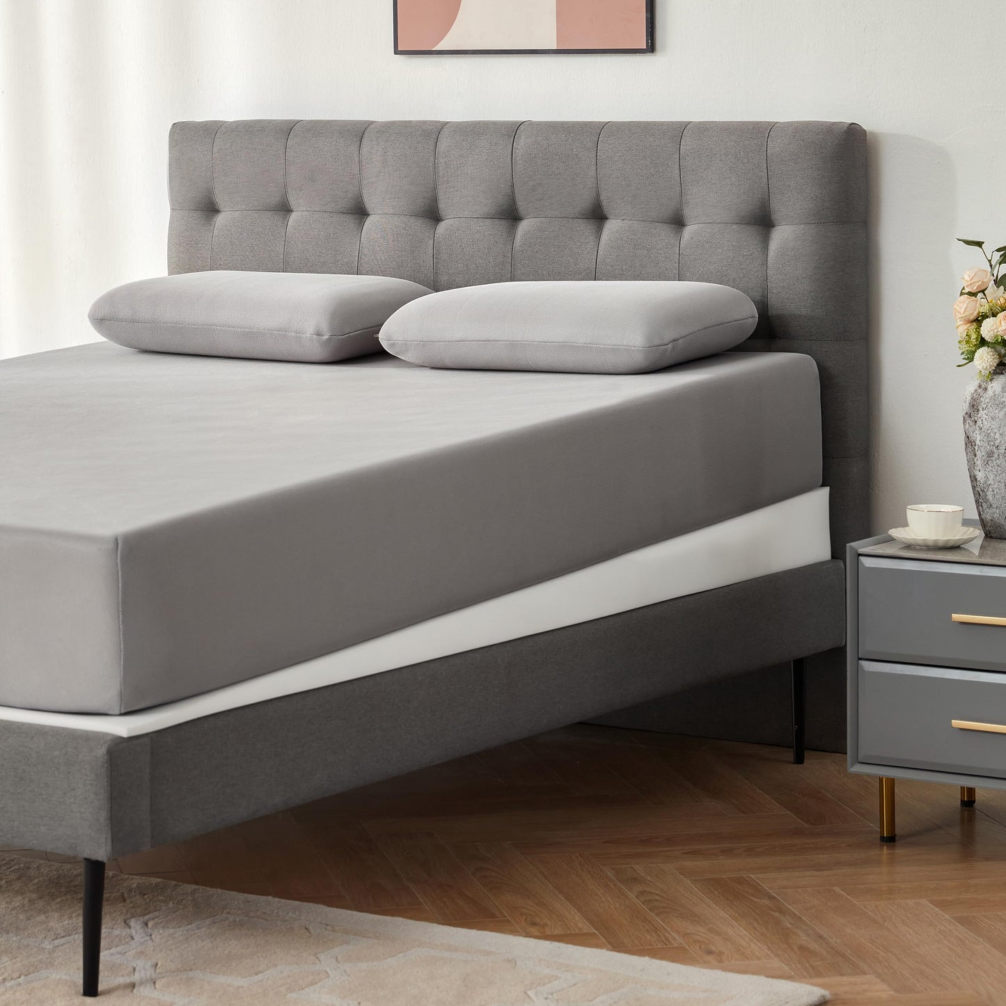 Lazyzizi Mattress Wedge Only, 5-Inch Full Inclined Bed Wedge Mattress Topper for Acid Reflux, GERD, Neck & Back Pain, Snoring, Adjustable Elevator Under Mattress Support for Bedroom